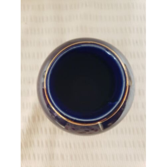 Japanese Blue Cobalt and Gold Peacock Vase Vintage Ceramic 6 inch - Hand Painted - Picture 5 of 7